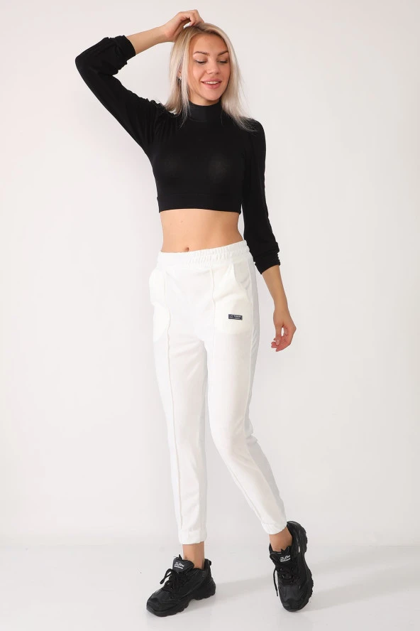 Fransız Kadife Beli Lastikli Yüksek Bel Eşofman Altı - 3