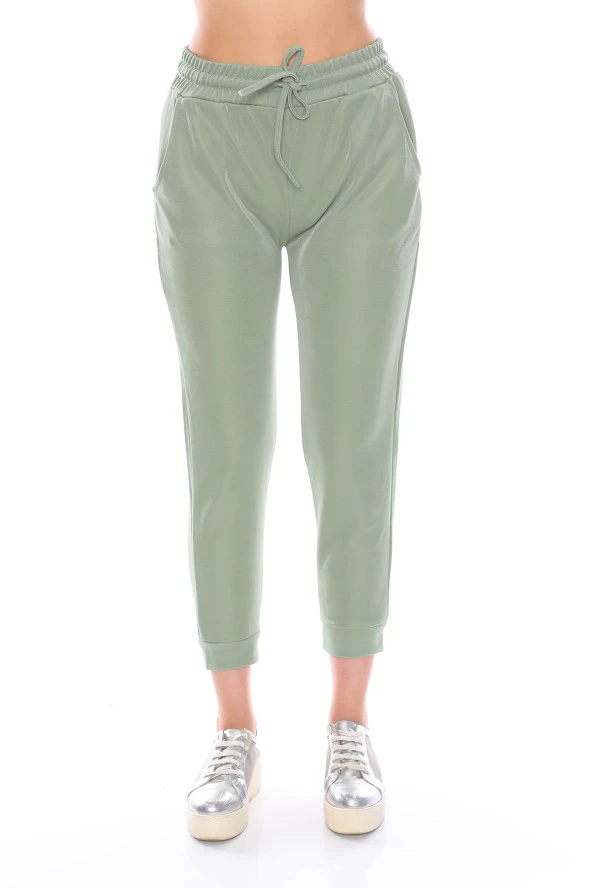 Yüksek Bel Simli Beli Lastikli Eşofman Altı - 12