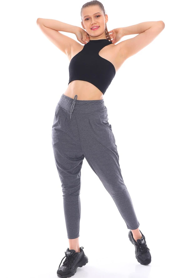 Yüksek Bel Viskos Kumaş Şalvar Pantolon - 3