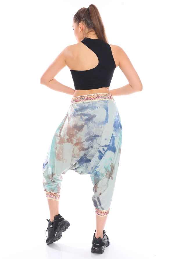 Renkli Cepleri Püskül Detaylı Batik Desen Etnik Şalvar Pantolon - 8