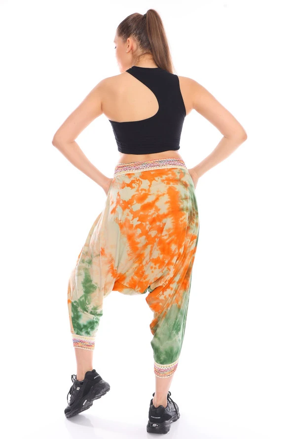 Renkli Cepleri Püskül Detaylı Batik Desen Etnik Şalvar Pantolon - 12