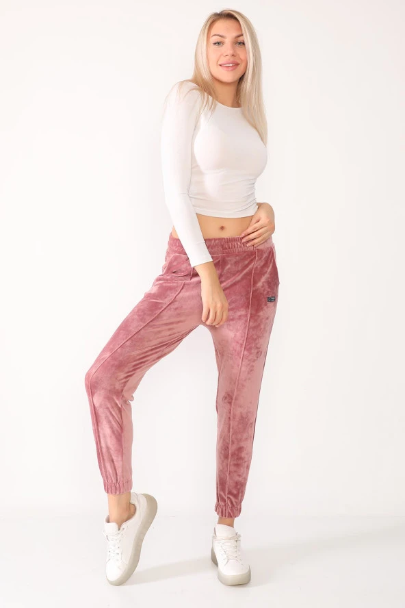 Fransız Kadife Beli Lastikli Yüksek Bel Eşofman Altı - 8