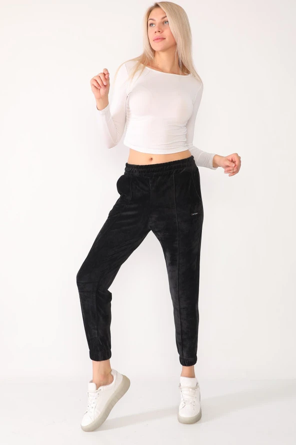 Fransız Kadife Beli Lastikli Yüksek Bel Eşofman Altı - 9