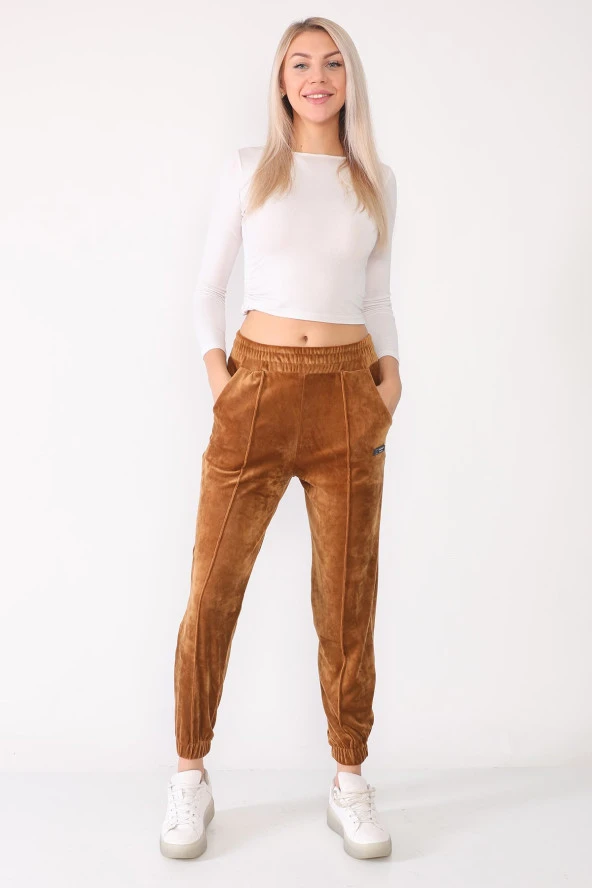 Fransız Kadife Beli Lastikli Yüksek Bel Eşofman Altı - 10