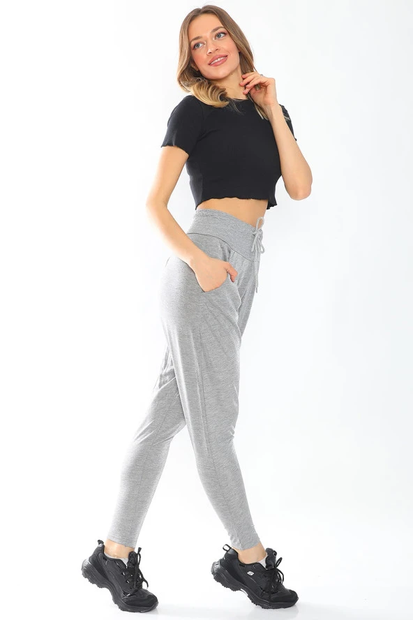 Yüksek Bel Viskos Kumaş Şalvar Pantolon - 9