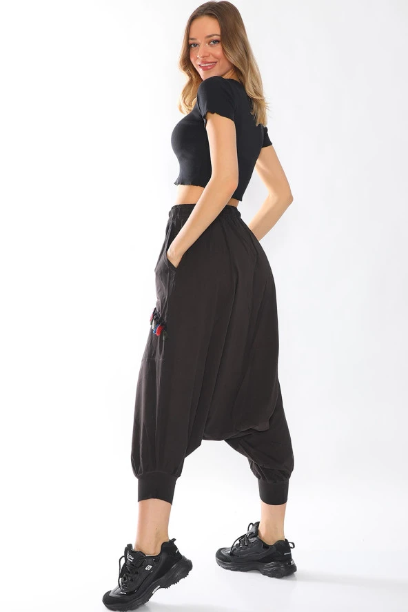 Püskül Detaylı Viskon Kumaş Etnik Şalvar Pantolon - 9