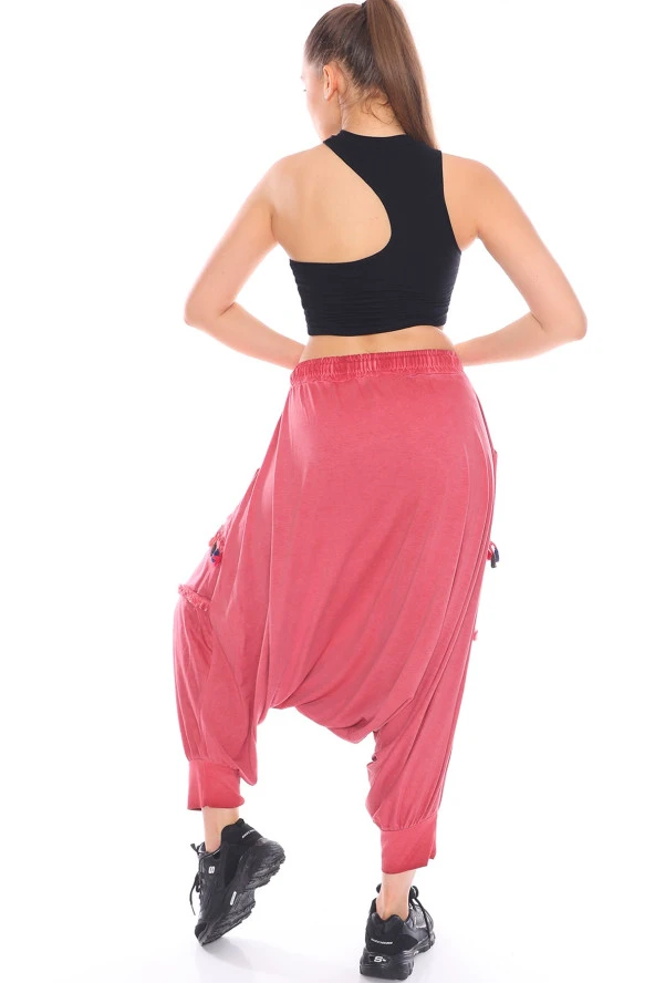 Püskül Detaylı Viskon Kumaş Etnik Şalvar Pantolon - 12