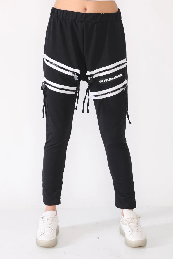 Yüksek Bel Fermuar Detaylı Modern Şalvar Pantolon - 4