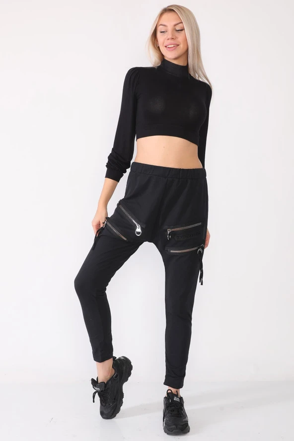 Yüksek Bel Fermuar Detaylı Modern Şalvar Pantolon - 6