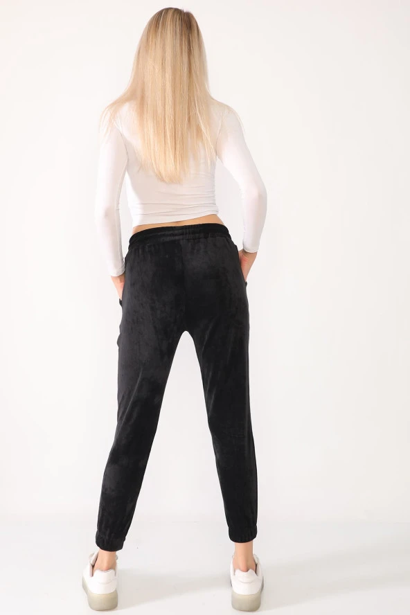 Fransız Kadife Beli Lastikli Yüksek Bel Eşofman Altı - 12