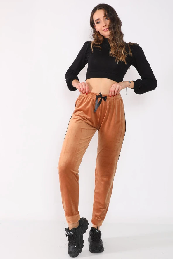 Yanları Biyeli Fransız Kadife Eşofman Altı - 7