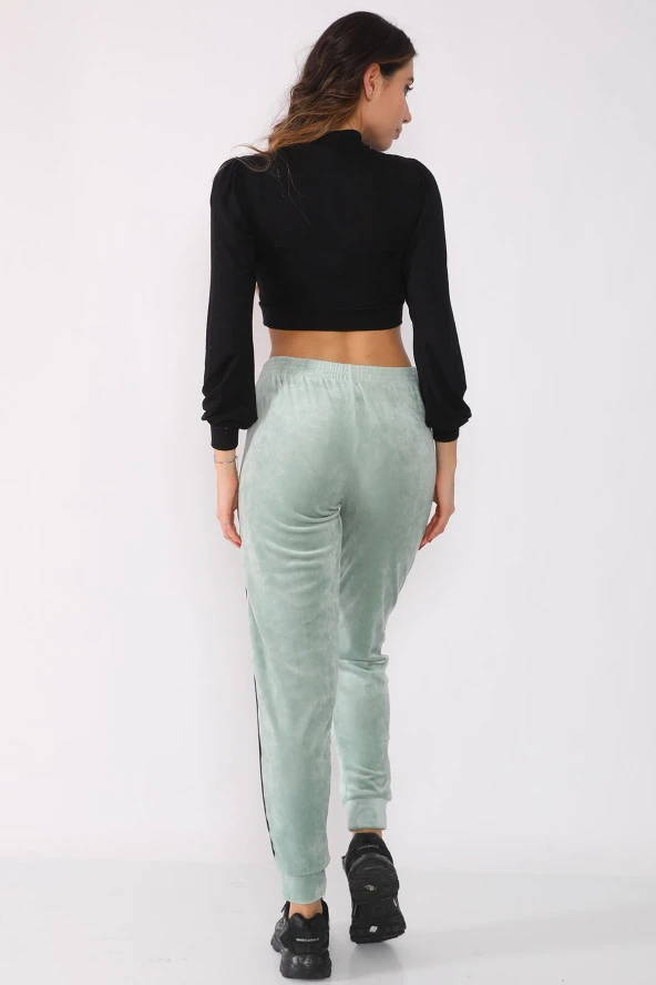 Yanları Biyeli Fransız Kadife Eşofman Altı - 12