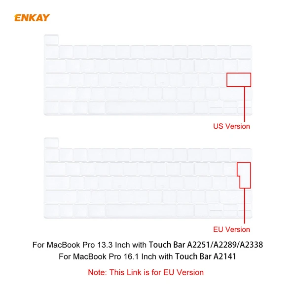 ENKAY Yumuşak TPU Klavye Koruyucu Film MacBook Pro 16 inç A2141 ve Pro 13.3 inç A2289 A2251 A2338 2020 EU Versiyonu - 6