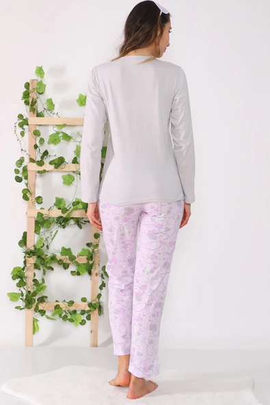 Baskılı Pamuklu Pijama Takımı - 7