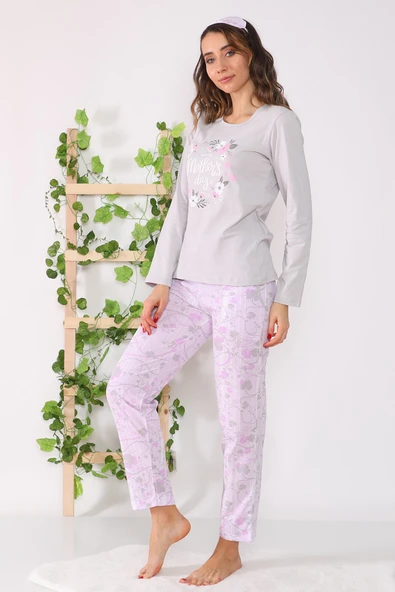 Baskılı Pamuklu Pijama Takımı - 3