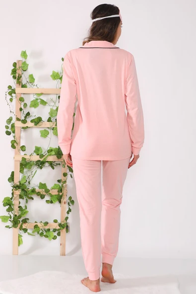 Likralı İçi Şardonlu Pamuklu Pijama Takımı - 12