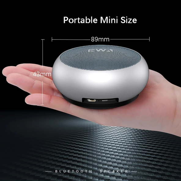 EWA A110 IPX5 Suya Dayanıklı Taşınabilir Mini Metal Kablosuz Bluetooth Hoparlör Altın - 6
