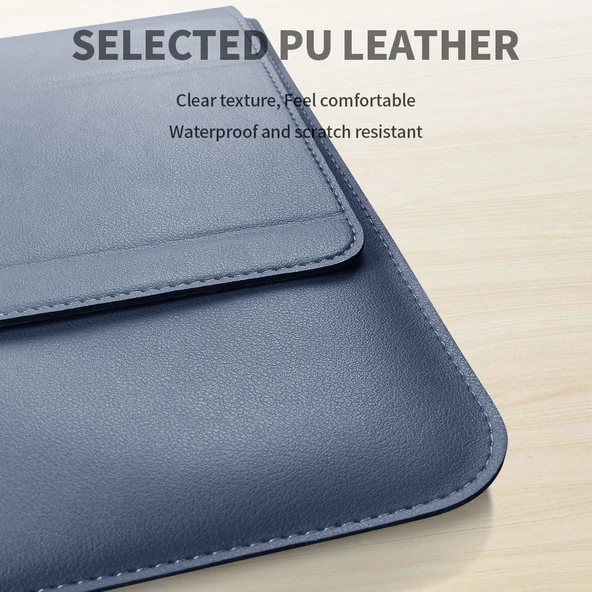 4 in 1 Evrensel Laptop Tutucu PU Su Geçirmez Koruma Bilek Destekli Laptop Çantası 11-12 İnç Gül Altın - 9
