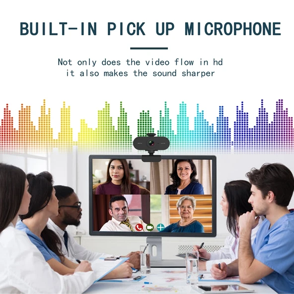 B1 4 Megapiksel 2K Çözünürlük HD 1080P 360 Derece Döner Webcam Mikrofonlu ve Tripodlu - 10