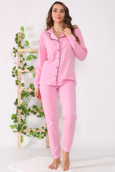 Likralı İçi Şardonlu Pamuklu Pijama Takımı - 4