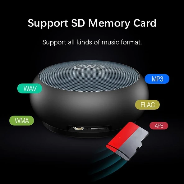 EWA A110 IPX5 Suya Dayanıklı Taşınabilir Mini Metal Kablosuz Bluetooth Hoparlör Altın - 4