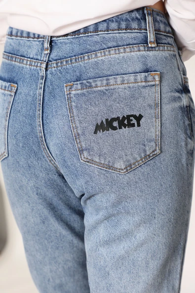 Yüksek Bel Baskılı Boyfriend Kot Pantolon - 5