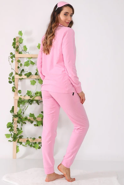 Likralı İçi Şardonlu Pamuklu Pijama Takımı - 6