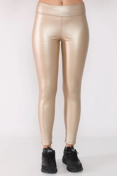 İçi Kadife Yüksek Bel Deri Tayt - 3