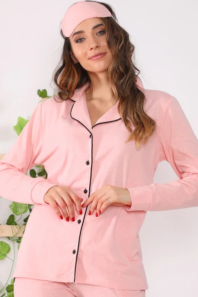 Likralı İçi Şardonlu Pamuklu Pijama Takımı - 10