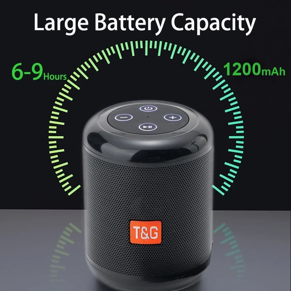 T G TG519 TWS HiFi Taşınabilir Bluetooth Hoparlör Subwoofer Kablosuz Dış Mekan Koyu Yeşil - 6