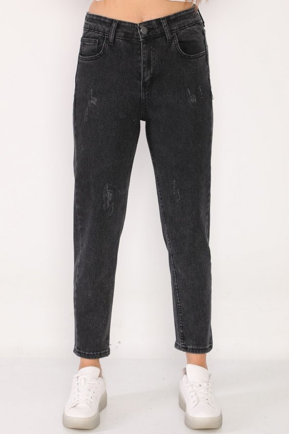 Yüksek Bel Full Likralı Mom Jeans Kot Pantolon - 3
