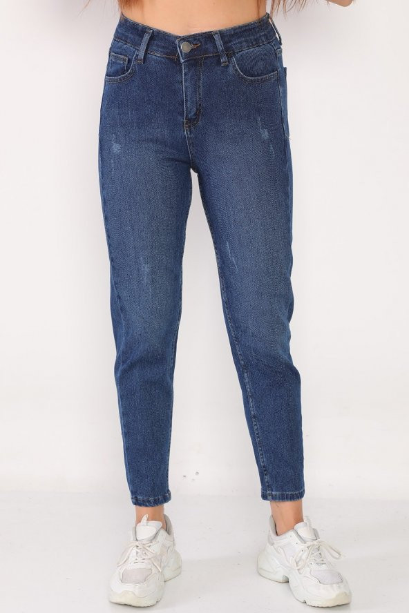 Yüksek Bel Full Likralı Mom Jeans Kot Pantolon - 11