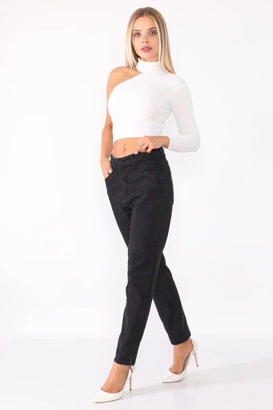 Yüksek Bel Mom Jeans Denim Kot Pantolon - 8
