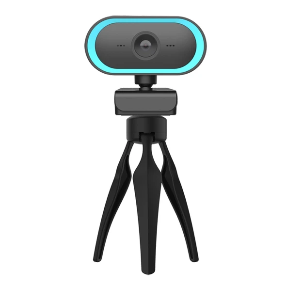 C11 2K HD Web Kamerasi Mavi 360 Derece Donen Mikrofonlu Tripodlu