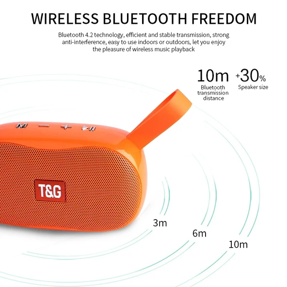 TG173 TWS Subwoofer Bluetooth Hoparlör Siyah Örgülü Kordon USB AUX TF Kart FM Destekli - 3