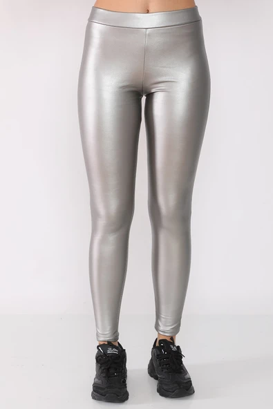 İçi Kadife Yüksek Bel Deri Tayt - 5