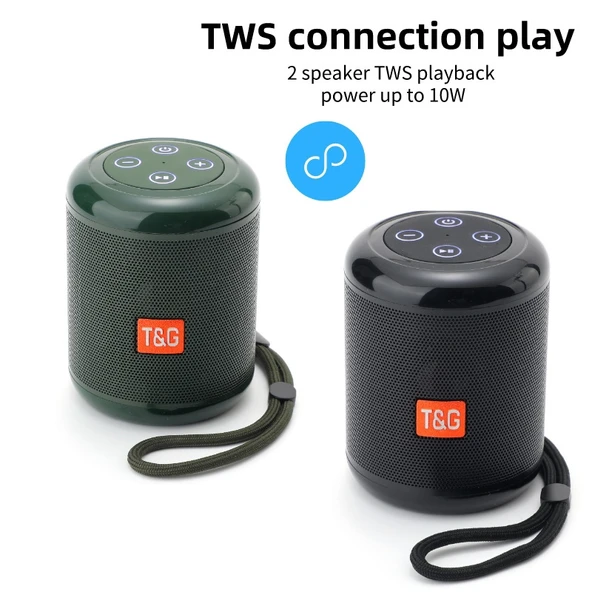 T G TG519 TWS HiFi Taşınabilir Bluetooth Hoparlör Subwoofer Kablosuz Dış Mekan Koyu Yeşil - 3