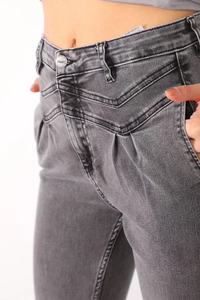Zigzag Detaylı Mom Jeans Kot Pantolon - 6