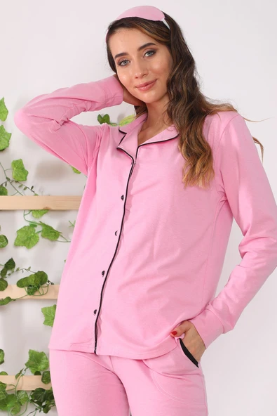 Likralı İçi Şardonlu Pamuklu Pijama Takımı - 5