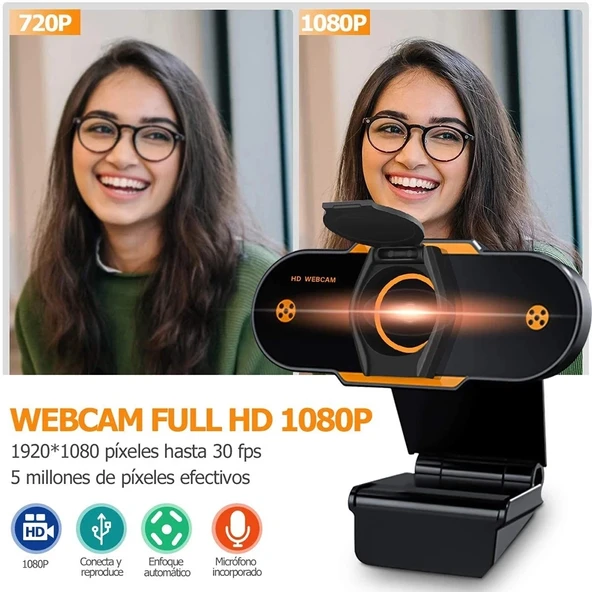312 1080P HD USB 2.0 Masaüstü Kamera Webcam Mikrofonlu Kablo Uzunluğu 1.3m Model Regular - 8