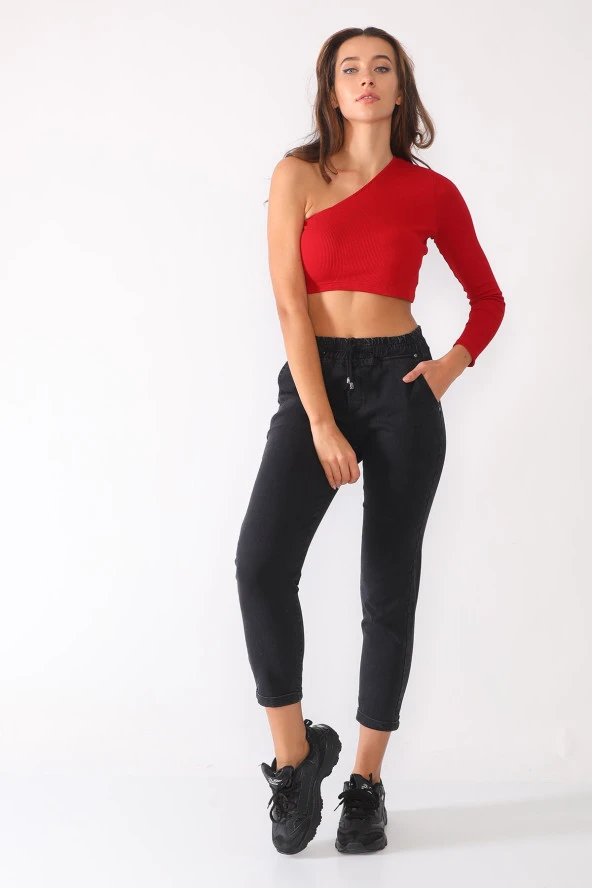 Likralı Beli Lastikli Kot Pantolon - 5