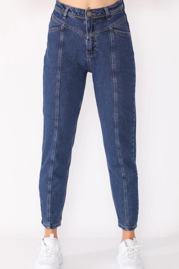 Yüksek Bel Mom Jeans Denim Kot Pantolon