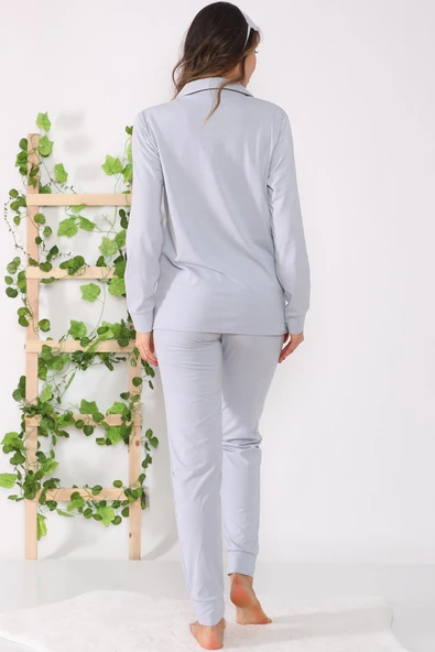 Likralı İçi Şardonlu Pamuklu Pijama Takımı - 9