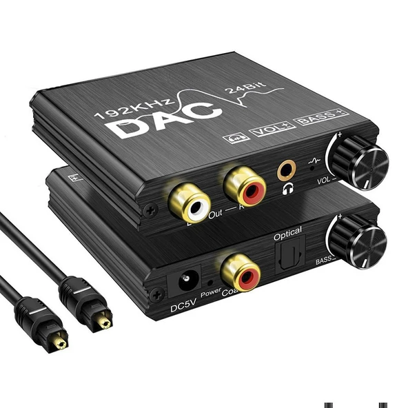 Dijitalden Analoğa Ses Dönüştürücü Stereo Extractor DAC Amplifikatör Optik SPDIF 192Khz 24Bit - 5