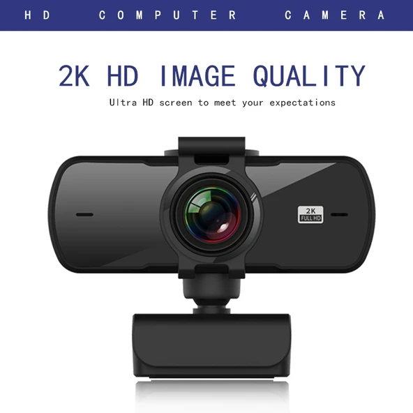 C5 Modeli 4 Megapiksel Otomatik Netleme 2K Full HD Webcam 360 Derece Döner USB Mikrofonlu - 2
