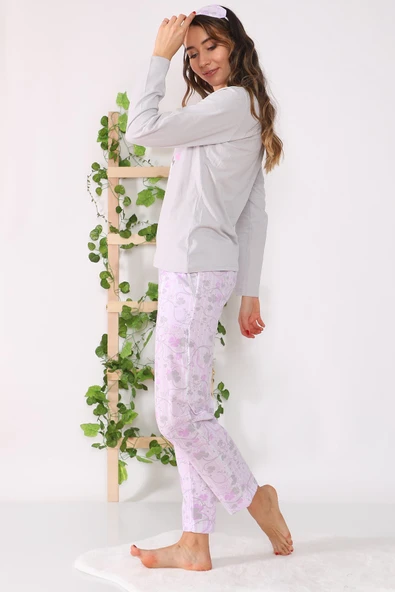Baskılı Pamuklu Pijama Takımı - 5