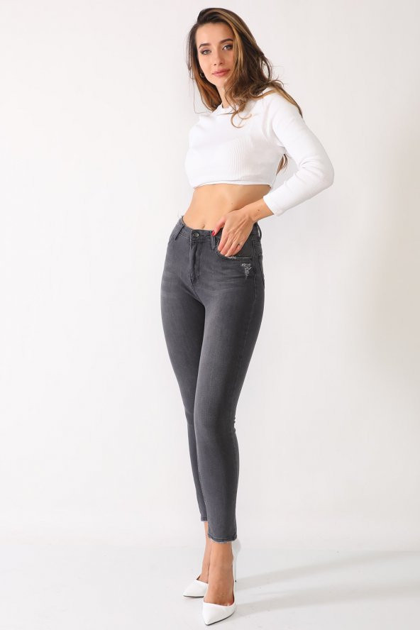 Yüksek Bel Full Likralı Kot Pantolon - 2