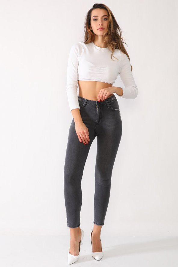 Yüksek Bel Full Likralı Kot Pantolon - 3