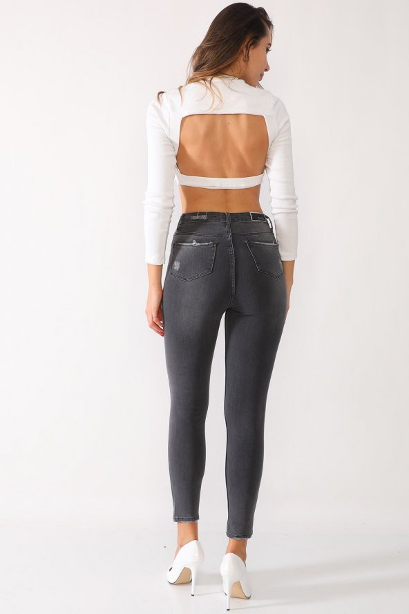 Yüksek Bel Full Likralı Kot Pantolon - 6