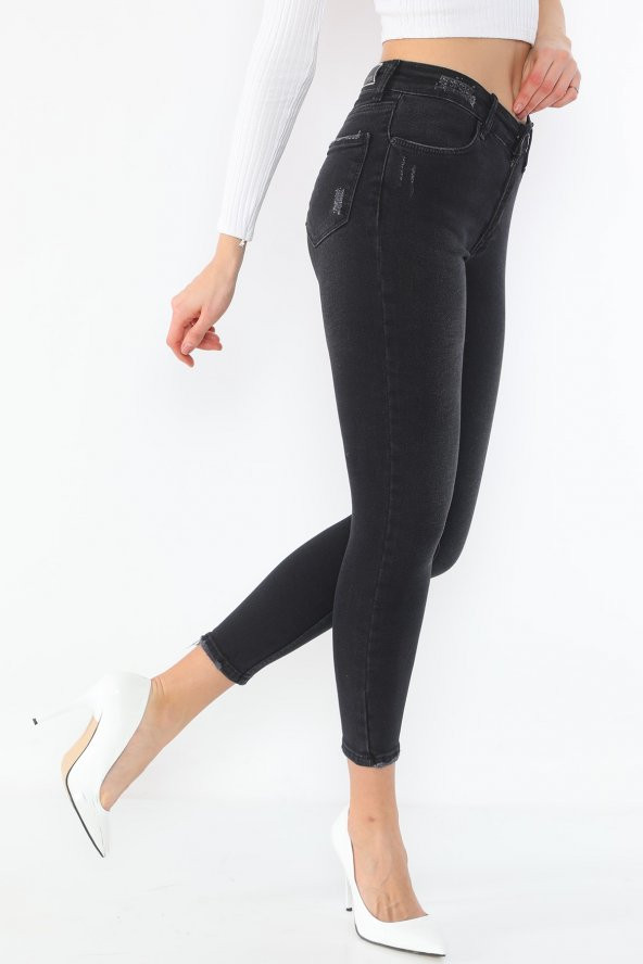 Yüksek Bel Full Likralı Kot Pantolon - 10